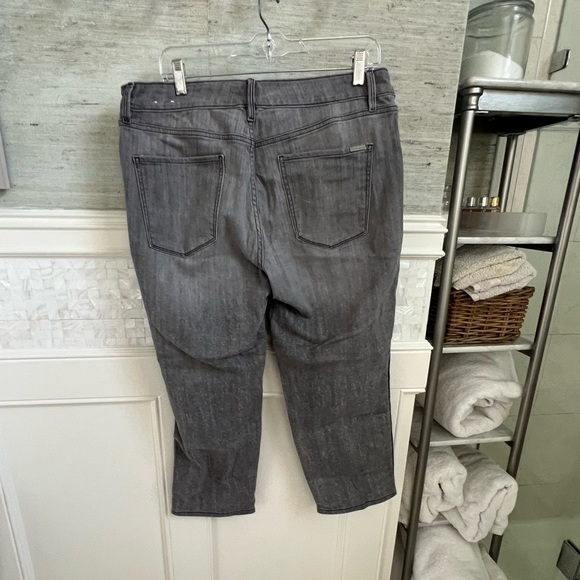 14s 14 short whbm straight embellished jeans gray side stripe beads cropped - Picture 14 of 16